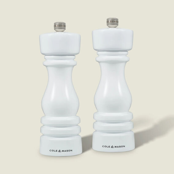 Cole & Mason London Parlak Beyaz Tuz ve Biber Değirmenleri 180mm - 1