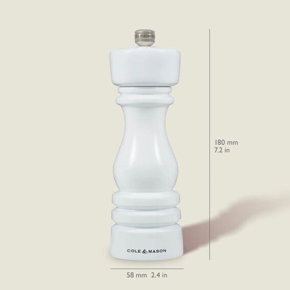 Cole & Mason London Parlak Beyaz Tuz ve Biber Değirmenleri 180mm - 6