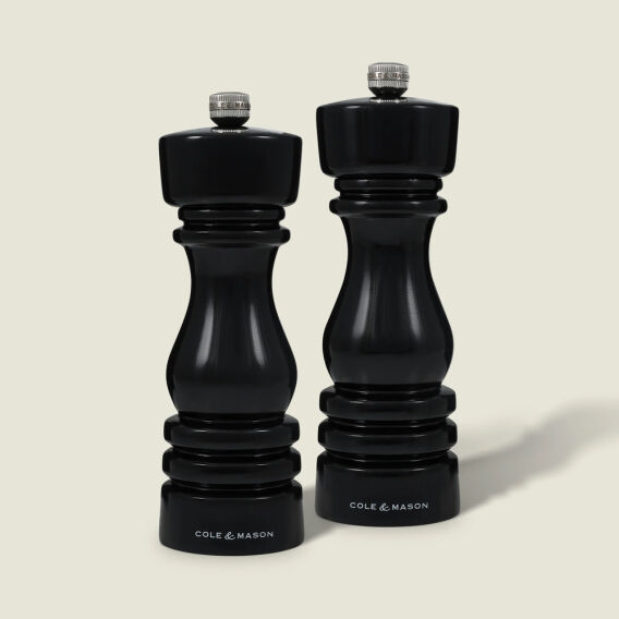 Cole & Mason London Parlak Siyah Tuz ve Biber Değirmenleri 180mm - 1