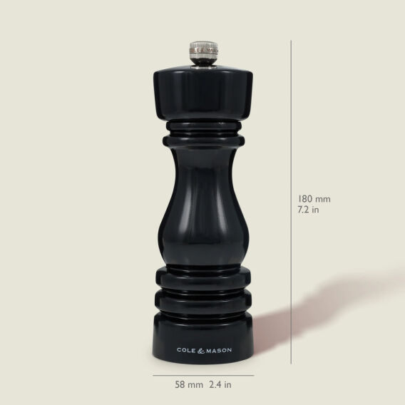 Cole & Mason London Parlak Siyah Tuz ve Biber Değirmenleri 180mm - 5