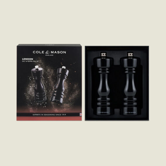 Cole & Mason London Parlak Siyah Tuz ve Biber Değirmenleri 180mm - 8