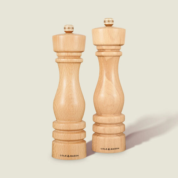 Cole & Mason Londra Doğal Kayın Tuz ve Karabiber Değirmenleri 220mm - 1