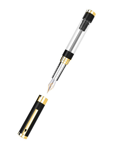 Diplomat D40553013 Nexus Demo Siyah Altın Dolma Kalem, Fine 14K Altın Uç - 1