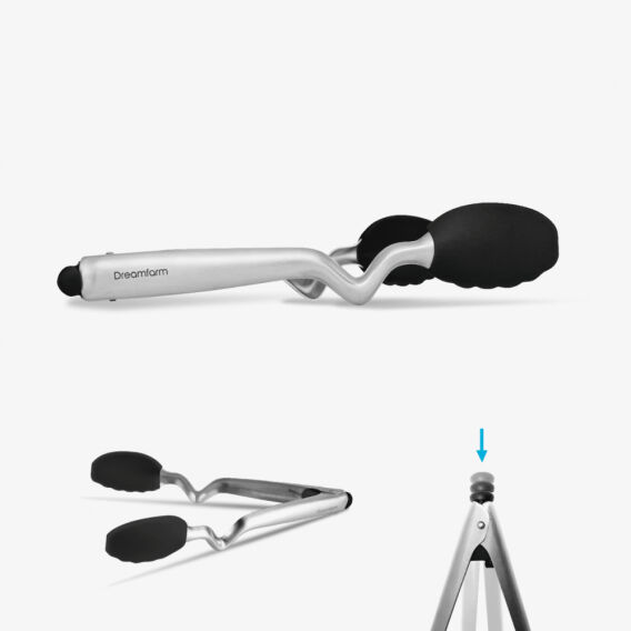 Dreamfarm Clongs 23cm Çelik Maşa, Siyah - 1