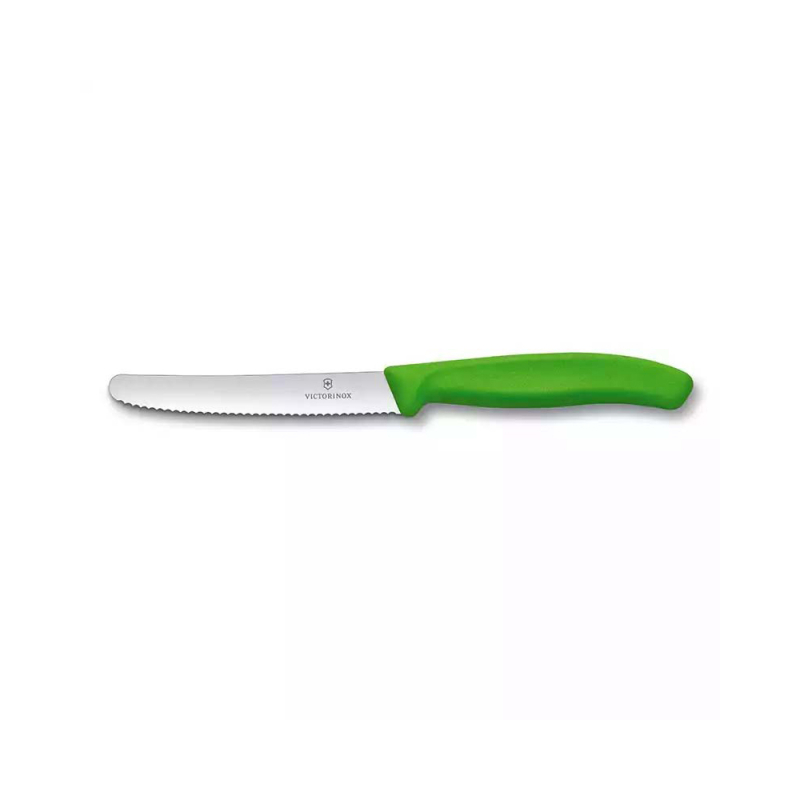 Victorinox 6.7836.L114 11cm Yeşil Tırtıklı Domates ve Sofra Bıçağı - 1