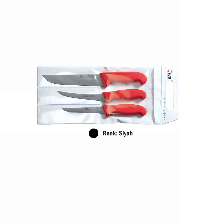 Ivo 41005 EuroProfessional 3lü Siyah Kasap Bıçağı Seti