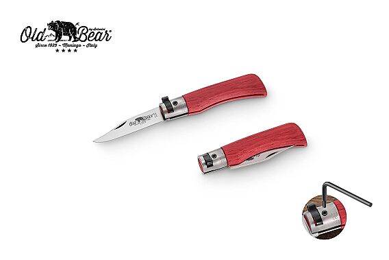 Antonini Old Bear 6cm Kırmızı Lamine Ahşap Saplı XS Çakı - 1