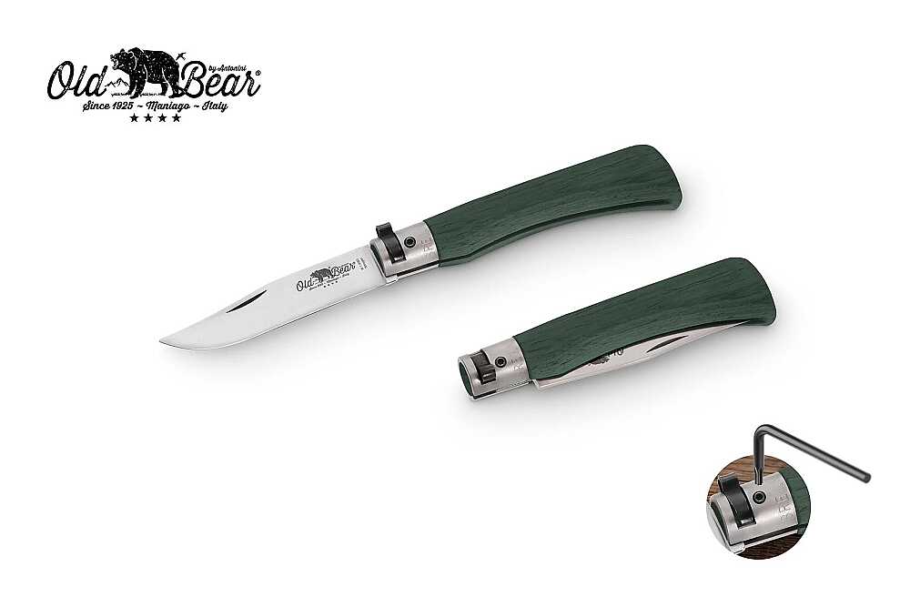 Antonini Old Bear 8cm Yeşil Lamine Ahşap Saplı M Çakı