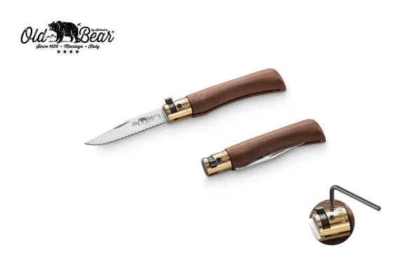 Antonini Old Bear 7cm Tırtıklı Ceviz Ağacı Saplı Çakı - 1