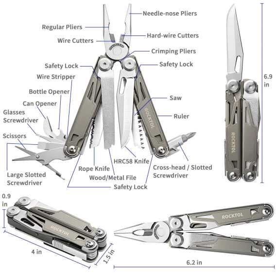 Rocktol 19 Fonksiyonlu Multitool Pense Kılıflı - 7