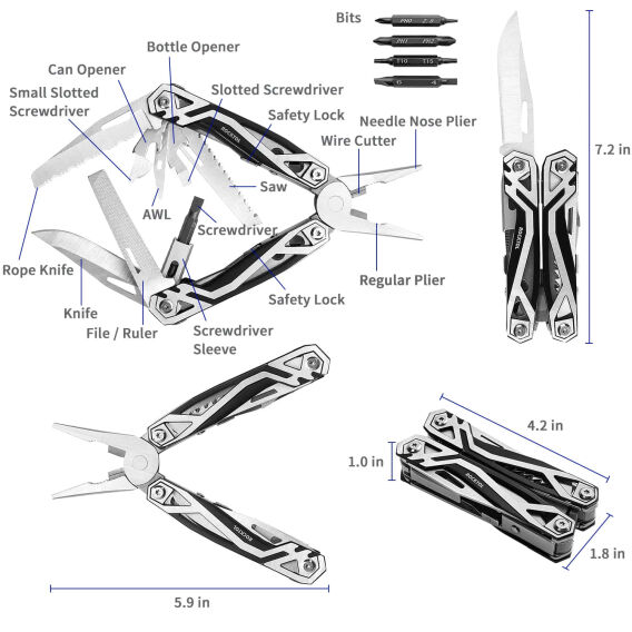 Rocktol 21 Fonksiyonlu Multitool Pense Kılıflı - 7