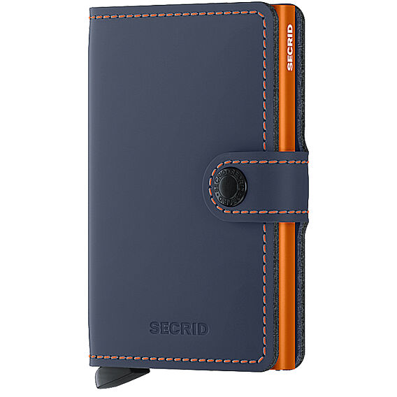Secrid Miniwallet Matte Cüzdan, Gece Mavisi-Turuncu - Secrid