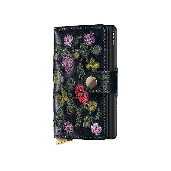 Secrid Premium Miniwallet+ Stitch Floral Kartlık Cüzdan, Siyah - Secrid