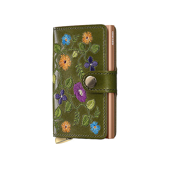 Secrid Premium Miniwallet+ Stitch Floral Kartlık Cüzdan, Yeşil - Secrid