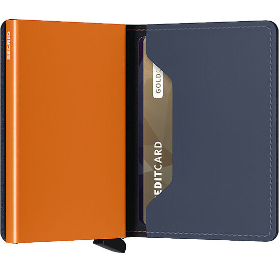 Secrid Slimwallet Matte Cüzdan, Gece Mavisi-Turuncu - 2