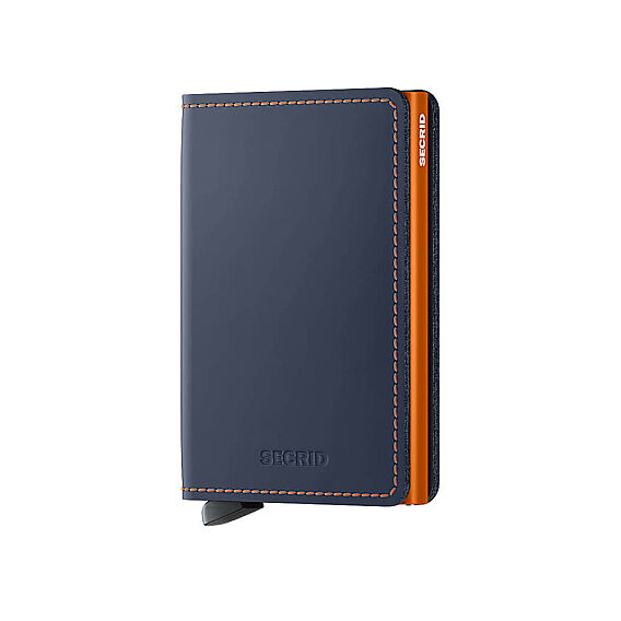 Secrid Slimwallet Matte Kartlık Cüzdan, Gece Mavisi-Turuncu - Secrid