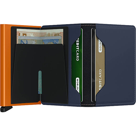 Secrid Slimwallet Matte Kartlık Cüzdan, Gece Mavisi-Turuncu - 4