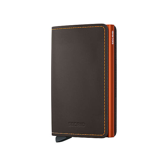 Secrid Slimwallet Matte Kartlık Cüzdan, Kahve-Turuncu - Secrid