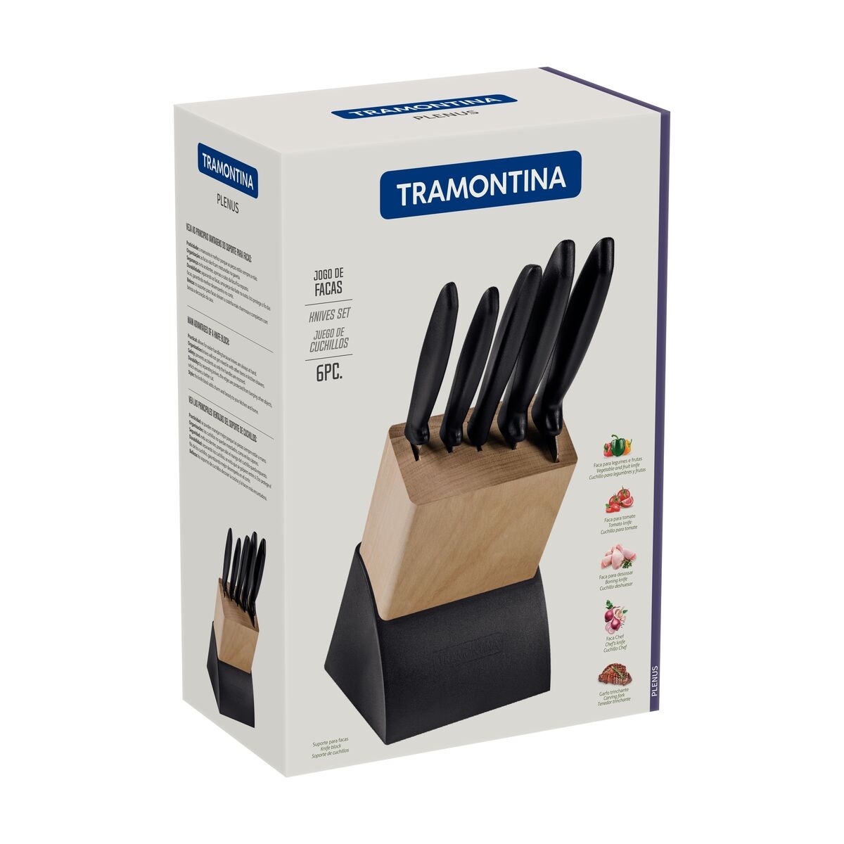 Tramontina Set Coltelli 6 Pezzi Plenus – Acciaio Inox E Manici Colorati In Polipropilene – Lavabili In Lavastoviglie