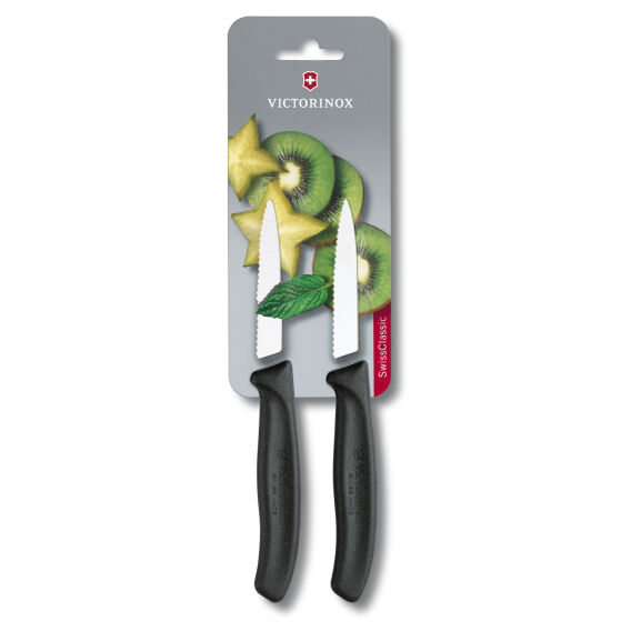 Victorinox 6.7633.B 8cm Siyah 2li Tırtıklı Soyma Bıçağı, Blisterli Paket - 1