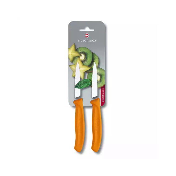 Victorinox 6.7636.L119B 8cm Turuncu 2li Tırtıklı Soyma Bıçağı, Blisterli Paket - 1