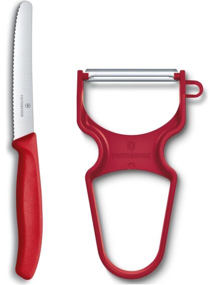 Victorinox 6.7111.23 Swiss Classic Soyma Bıçağı + Soyacak 2li Set, Kırmızı - 1