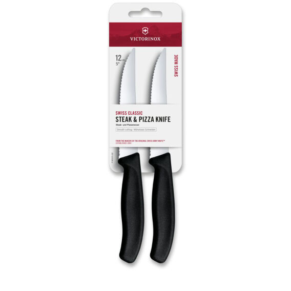 Victorinox 6.7933.2B Swiss Classic 12cm 2'li Tırtıklı Biftek Bıçağı, Siyah - 1
